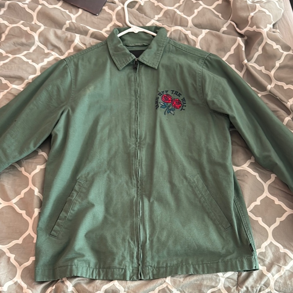 Green Jacket with Embroidered Rose